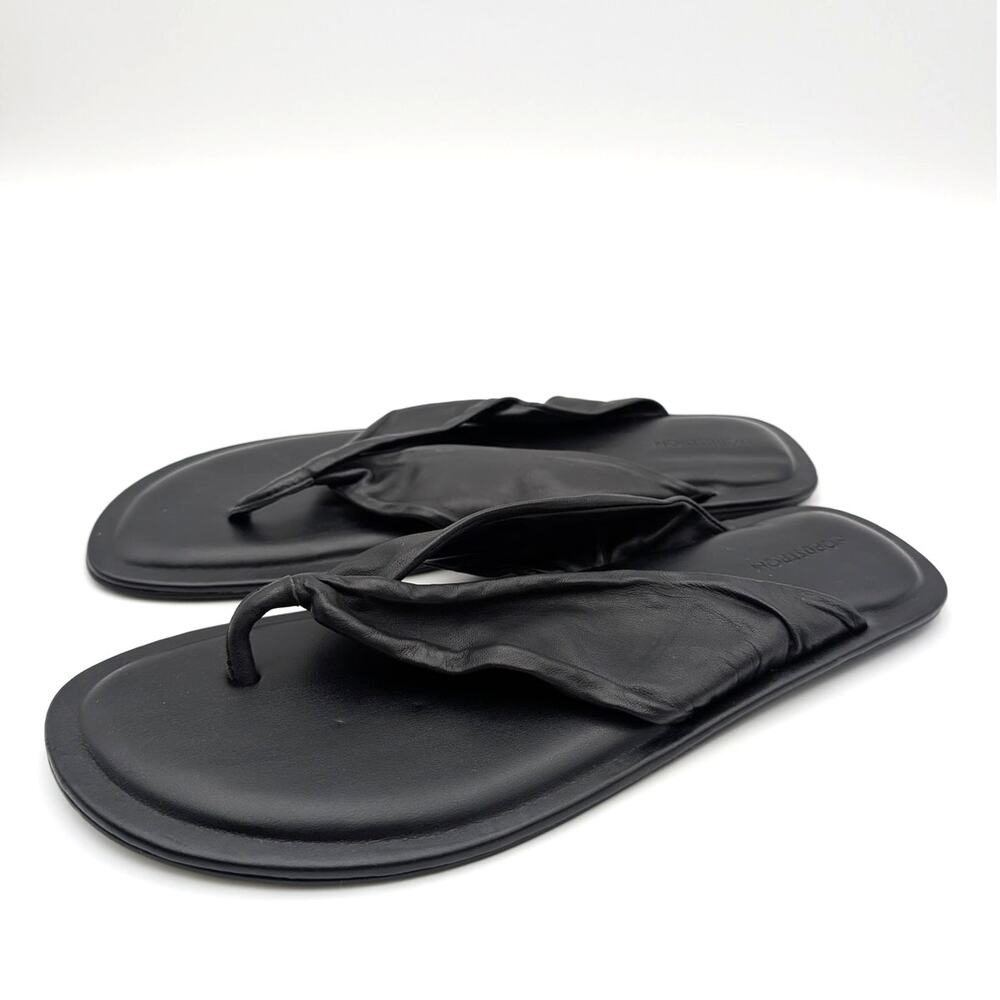 Nordstrom Sage Thong Sandal Leather Straps Women's Black Size US11M EU41